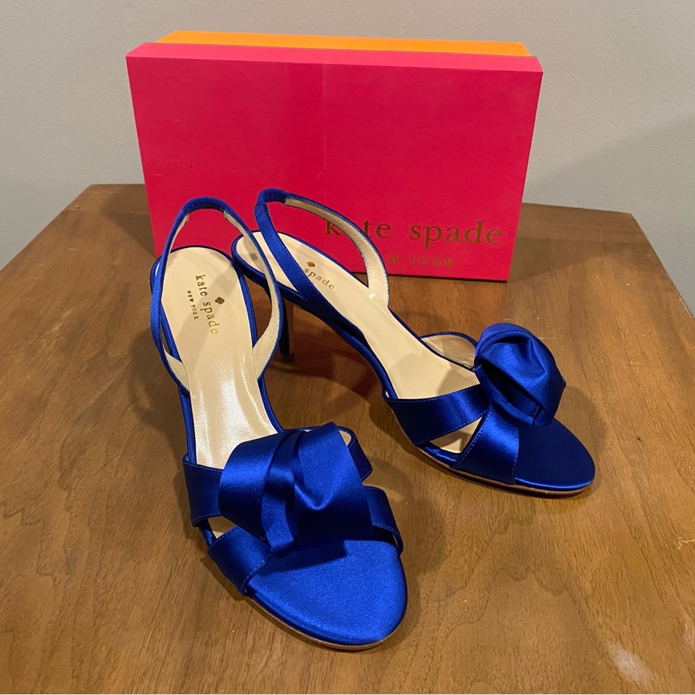 NWT Kate Spade “Madison” Blue Satin Slingbacks 9.5 NIB